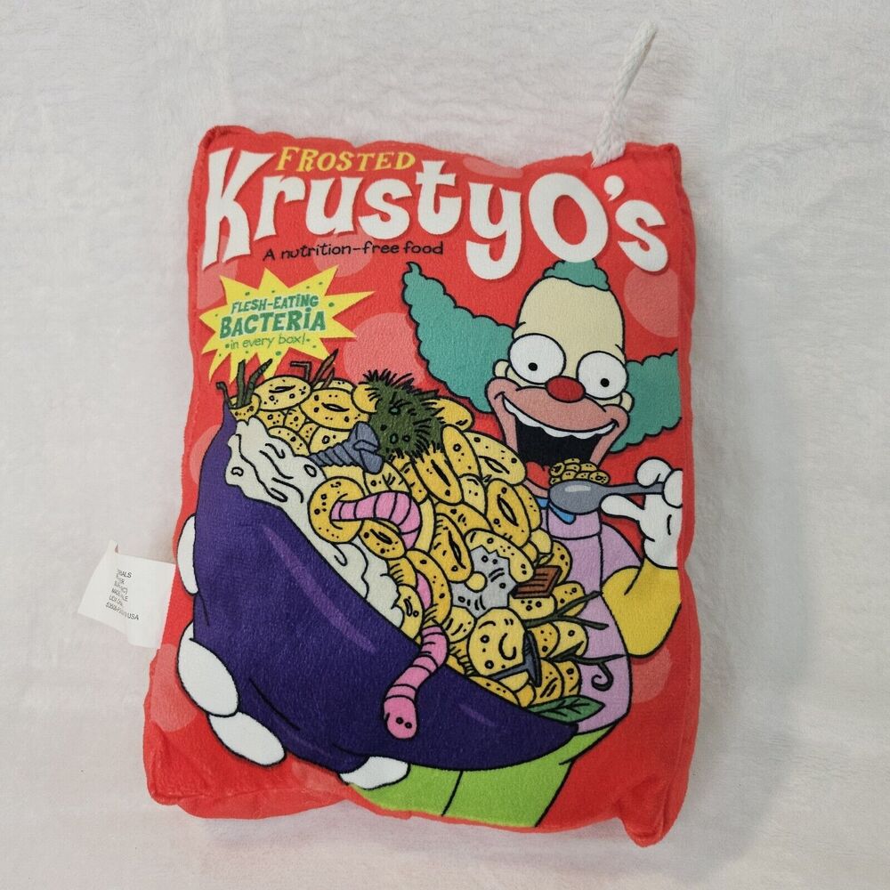 The Simpsons Krusty O's Cereal Plush Pillow Universal Studios 10"x 8” Clown Toy